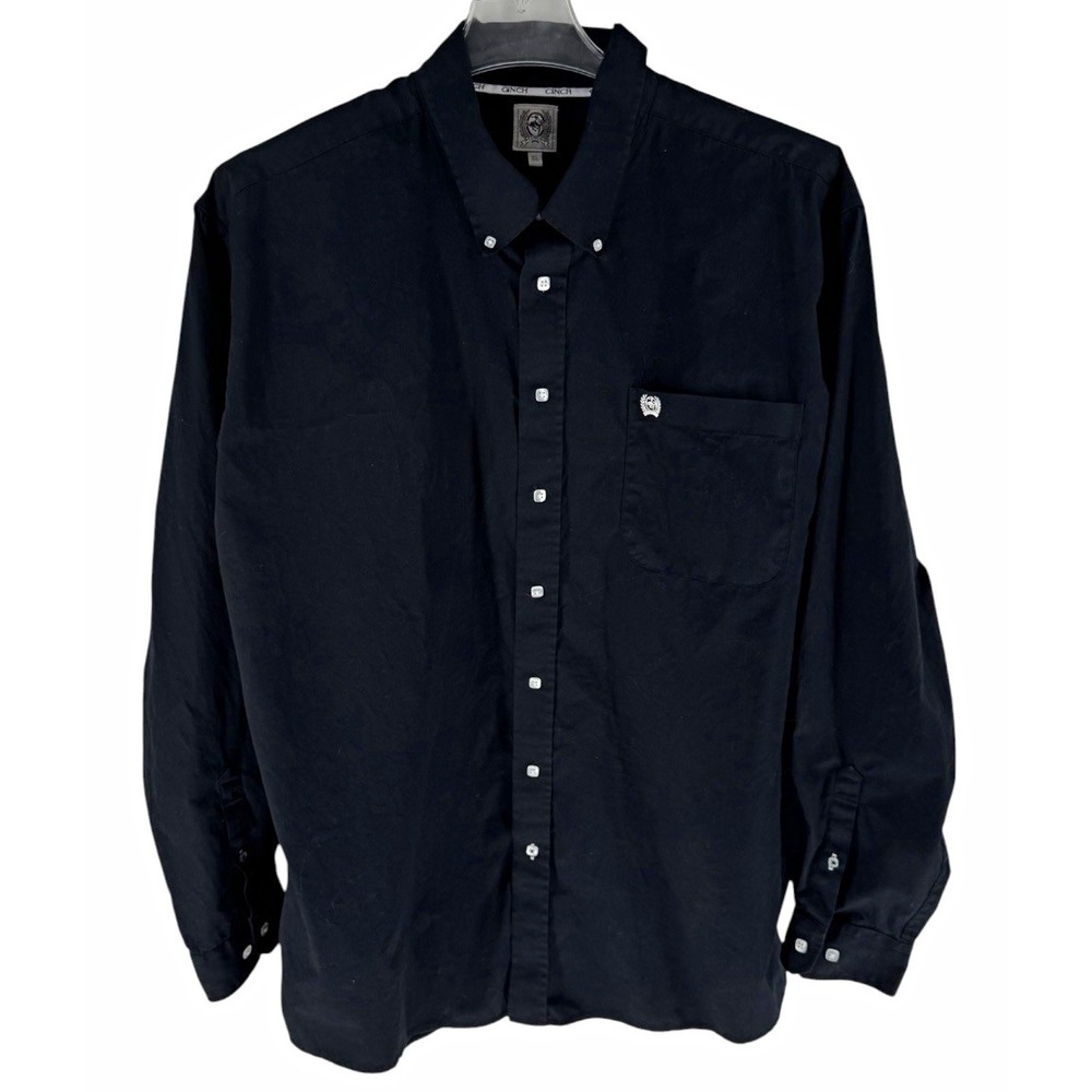 Cinch Men's XL Black Solid Long Sleeve Button-Down Cotton Shirt MT10320083